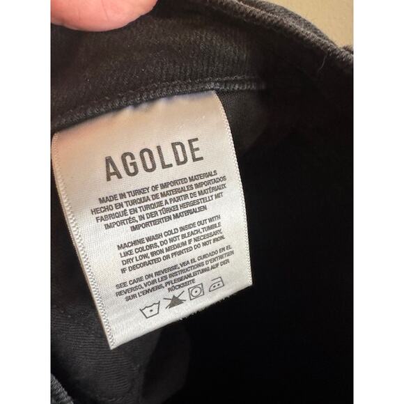 Agolde Nico Cassette Distressed Black High Rise Slim Jeans Size 25 - Picture 7 of 8